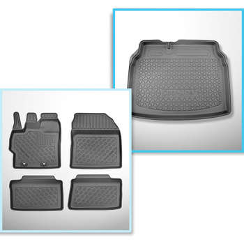 Conjunto de alfombrilla para maletero y alfombrillas para el interior del coche TPE para: Toyota Yaris Cross SUV (09.2021-....) - maletero inferior; sin base doble en el maletero / doble suelo en la posición más baja / bajo maletero doble en la posición s