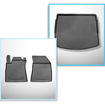 Conjunto de alfombrilla para maletero y alfombrillas para el interior del coche TPE para: Renault Megane IV Sport Tourer (09.2016-2024) - maletero superior (borde de carga del maletero igualado); suelo móvil en la posición superior; No compatible con E-Te