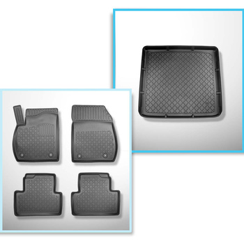 Conjunto de alfombrilla para maletero y alfombrillas para el interior del coche TPE para: Opel Zafira C Monovolumen (01.2012-07.2019) - 5/7 plazas; 3a fila de asientos abatible