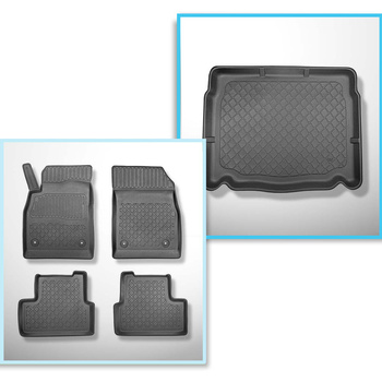 Conjunto de alfombrilla para maletero y alfombrillas para el interior del coche TPE para: Opel Astra J Hatchback (10.2009-10.2015) - parte inferior del maletero