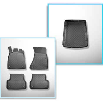 Conjunto de alfombrilla para maletero y alfombrillas para el interior del coche TPE para: Audi A6 C7 Avant (09.2011-08.2018) - modelos con sistema de riel en el maletero; también para versión Quattro