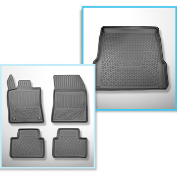 Conjunto de alfombrilla para maletero y alfombrillas para el interior del coche TPE para: Opel Astra L (VI) Sports Tourer (01.2022-....) - sin suelo móvil del maletero (Flex Floor); No compatible con Plug-in Hybrid