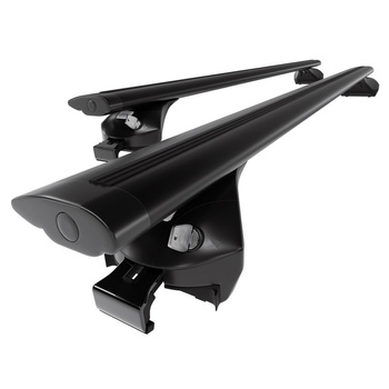 Portaequipajes de techo adecuadas para Volkswagen Touareg III SUV (2019-....) - baca negra para coche - barras para techo de coche - railing integrado - aluminio