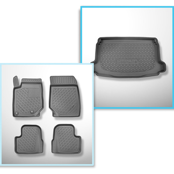 Conjunto de alfombrilla para maletero y alfombrillas para el interior del coche TPE para: Jeep Avenger SUV (01.2023-....) - maletero superior; suelo móvil en la posición superior; no para la versión eléctrica y Mild Hybrid