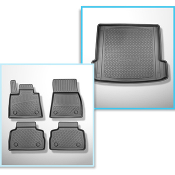 Conjunto de alfombrilla para maletero y alfombrillas para el interior del coche TPE para: BMW X6 G06 SAC (11.2019-....) - maletero superior (para maletero doble); también para modelos con rieles