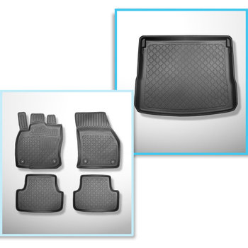 Conjunto de alfombrilla para maletero y alfombrillas para el interior del coche TPE para: Cupra Ateca SUV (11.2018-....) - suelo móvil en la posición superior o con tracción a las 4 ruedas