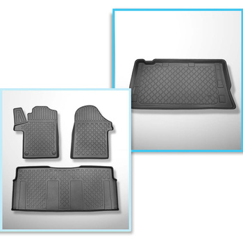 Conjunto de alfombrilla para maletero y alfombrillas para el interior del coche TPE para: Mercedes-Benz Vito W447 Tourer (10.2014-....) - versión larga (distancia entre ejes 3.200 mm; longitud del coche 5.140 mm); todas las versiones de equipamiento; sin 