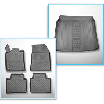 Conjunto de alfombrilla para maletero y alfombrillas para el interior del coche TPE para: Citroen C5 X SUV (05.2022-....) - también para modelos con rieles; anche Plug-in Hybrid