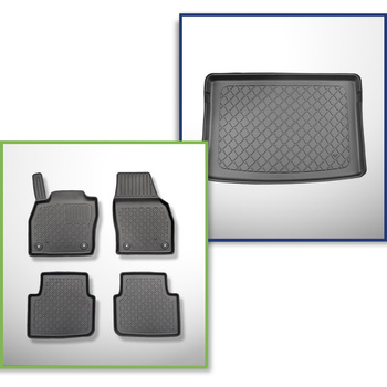 Conjunto de alfombrilla para maletero y alfombrillas para el interior del coche TPE para: Skoda Kamiq Crossover (09.2019-....) - maletero superior; con base multifuncional en la posición más alta; también versión G-Tec