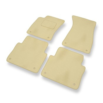 Alfombrillas de Velour adecuadas para Audi A8 II D3 Sedan (2002-2010) versión larga - alfombras para coche - Premium color beige