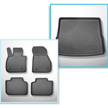 Conjunto de alfombrilla para maletero y alfombrillas para el interior del coche TPE para: BMW X1 F48 SAV (10.2015-09.2022) - asiento trasero fijo / no corredizo; no adecuado para versión Plug-in híbrida
