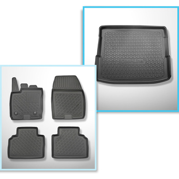 Conjunto de alfombrilla para maletero y alfombrillas para el interior del coche TPE para: Ford Tourneo Courier Furgonetaeta (06.2014-09.2023) - 5 plazas