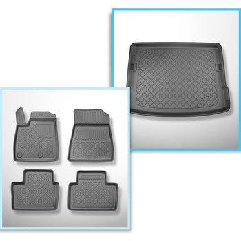 Conjunto de alfombrilla para maletero y alfombrillas para el interior del coche TPE para: Renault Austral Mild Hybrid SUV (12.2022-....) - 5 plazas; maletero superior; suelo móvil en la posición superior