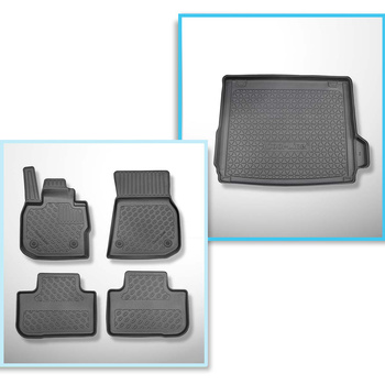 Conjunto de alfombrilla para maletero y alfombrillas para el interior del coche TPE PREMIUM para: BMW X3 G01 SAV (11.2017-10.2024) - también para modelos con carriles de sujeción; no adecuado para versión Plug-in híbrida