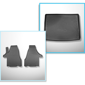 Conjunto de alfombrilla para maletero y alfombrillas para el interior del coche TPE para: Volkswagen Multivan T6, T6.1 Furgonetaeta (06.2015-2021) - distancia larga entre ejes; tras la tercera fila de asientos; dimensiones de la alfombrilla 124 cm ancho x
