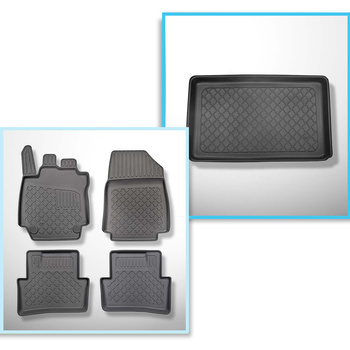 Conjunto de alfombrilla para maletero y alfombrillas para el interior del coche TPE para: Renault Captur I SUV (04.2013-12.2019) - para las partes inferior y superior del maletero