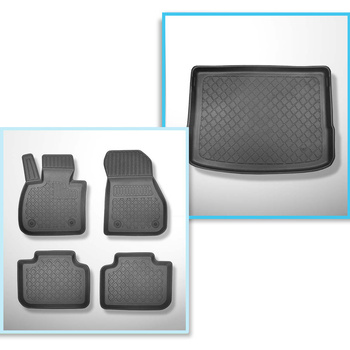 Conjunto de alfombrilla para maletero y alfombrillas para el interior del coche TPE para: BMW 2 F45 Active Tourer (09.2014-10.2021) - asiento trasero corredizo (atrás - adelante)
