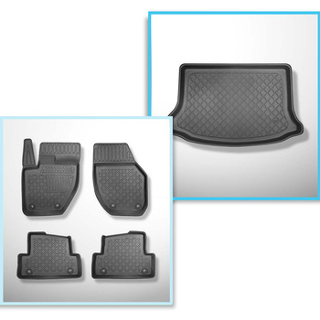 Conjunto de alfombrilla para maletero y alfombrillas para el interior del coche TPE para: Volvo V40 II Cross Country Hatchback (07.2012-07.2019) - maletero inferior; sin piso doble en el maletero