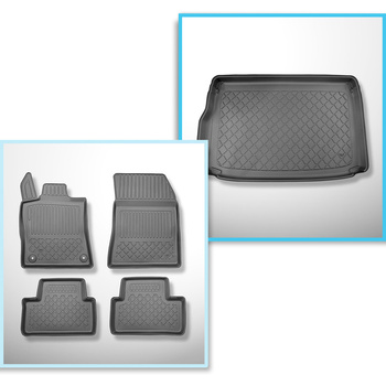 Conjunto de alfombrilla para maletero y alfombrillas para el interior del coche TPE para: Opel Astra L (VI) Hatchback (01.2022-....) - maletero superior; suelo móvil en la posición superior; no adecuado para versión Plug-in híbrida; no para la versión elé
