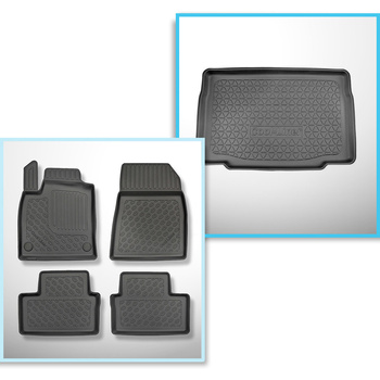 Conjunto de alfombrilla para maletero y alfombrillas para el interior del coche TPE para: Mitsubishi Colt VII Hatchback (10.2023-....) - maletero inferior; para coches sin doble suelo en el maletero; también híbridos