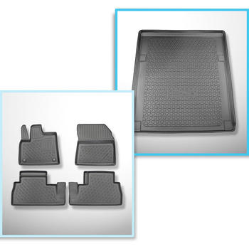 Conjunto de alfombrilla para maletero y alfombrillas para el interior del coche TPE para: Citroen Berlingo III XL Furgonetaeta (06.2018-....) - 5 plazas; distancia larga entre ejes; también versión eléctrica