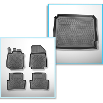 Conjunto de alfombrilla para maletero y alfombrillas para el interior del coche TPE para: Renault Clio IV Sport Tourer (03.2013-2023) - maletero inferior (también es posible su uso en la posición superior)