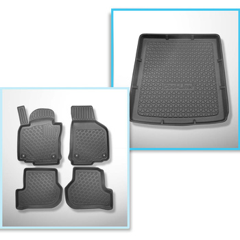 Conjunto de alfombrilla para maletero y alfombrillas para el interior del coche TPE PREMIUM para: Skoda Octavia II 1Z Familiar (2004-04.2013) - parte superior del maletero; también versión Scout y Tracción en 4 ruedas