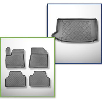 Conjunto de alfombrilla para maletero y alfombrillas para el interior del coche TPE para: Kia e-Soul SUV (05.2019-2024) - maletero superior; doble suelo en la posición superior