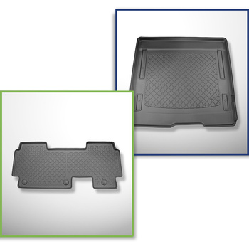 Conjunto de alfombrilla para maletero y alfombrillas para el interior del coche TPE para: Volkswagen ID. Buzz Furgonetaeta (05.2022-....) - segunda fila; 5 plazas; separación corta de eje; también con panel Multi-flex