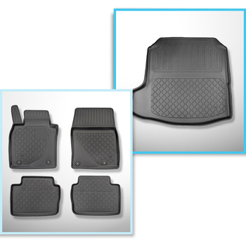 Conjunto de alfombrilla para maletero y alfombrillas para el interior del coche TPE para: Mazda 3 IV BP Berlina (03.2019-....)