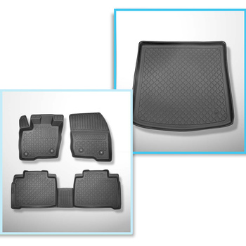 Conjunto de alfombrilla para maletero y alfombrillas para el interior del coche TPE para: Ford Galaxy III Monovolumen (09.2015-2023) - 7 plazas; 3a fila abatible