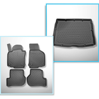 Conjunto de alfombrilla para maletero y alfombrillas para el interior del coche TPE PREMIUM para: Volkswagen Golf VI Hatchback (09.2008-09.2012) - con rueda de repuesto completa y/o tracción de 4 ruedas (4 Motion)