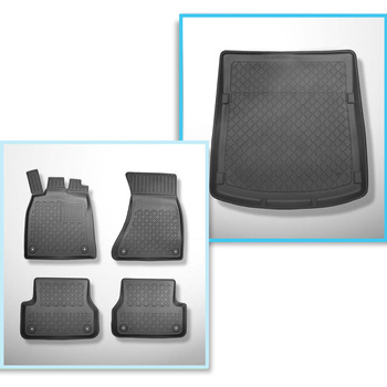 Conjunto de alfombrilla para maletero y alfombrillas para el interior del coche TPE para: Audi A6 C7 Sedan (03.2011-05.2018) - también versión Quattro