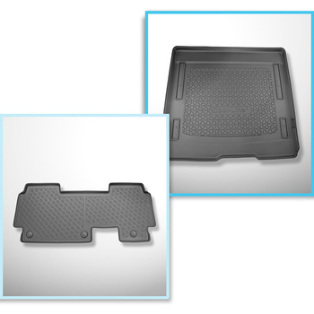 Conjunto de alfombrilla para maletero y alfombrillas para el interior del coche TPE para: Volkswagen ID. Buzz Furgonetaeta (05.2022-....) - segunda fila; 5 plazas; separación corta de eje; también con panel Multi-flex