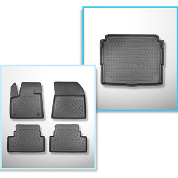 Conjunto de alfombrilla para maletero y alfombrillas para el interior del coche TPE PREMIUM para: Opel Grandland X SUV (10.2017-2021) - maletero inferior preparado para suelo móvil del maletero; bajo / sin suelo móvil del maletero (Flex Floor); no para la