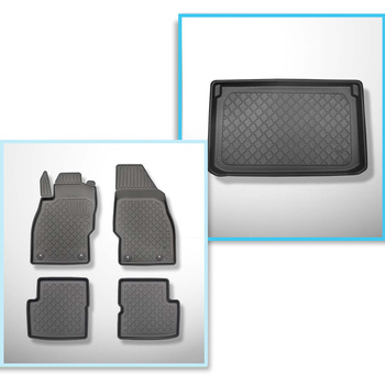 Conjunto de alfombrilla para maletero y alfombrillas para el interior del coche TPE para: Opel Corsa V Hatchback (12.2014-05.2019) - parte superior del maletero (entrada de carga plana)