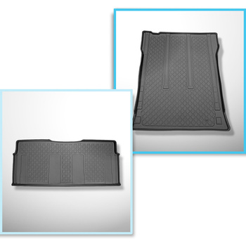 Conjunto de alfombrilla para maletero y alfombrillas para el interior del coche TPE para: Mercedes-Benz Vito W447 Tourer (10.2014-....) - para detrás de la 2a fila de asientos (3a fila de asientos en el coche o removida); versión larga (distancia entre ej