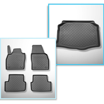 Conjunto de alfombrilla para maletero y alfombrillas para el interior del coche TPE para: Seat Ibiza V 6F Hatchback (06.2017-....) - parte inferior del maletero; modelos sin base móvil en el maletero