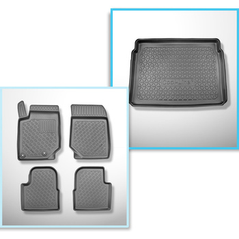 Conjunto de alfombrilla para maletero y alfombrillas para el interior del coche TPE para: Citroen C4 III Hatchback (12.2020-2024) - maletero superior; suelo móvil en la posición superior; no para la versión eléctrica y híbrida