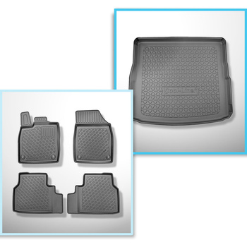 Conjunto de alfombrilla para maletero y alfombrillas para el interior del coche TPE para: Audi Q4 e-tron SUV, Sportback (06.2021-....) - maletero superior; para doble suelo en la posición superior