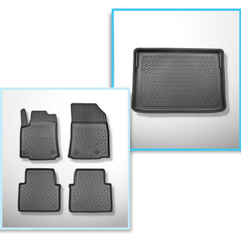 Conjunto de alfombrilla para maletero y alfombrillas para el interior del coche TPE PREMIUM para: Citroen C3 Aircross II SUV (11.2017-....) - parte superior del maletero; modelos con base móvil del maletero (Flex Floor)