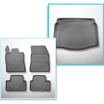 Conjunto de alfombrilla para maletero y alfombrillas para el interior del coche TPE para: DS 4 Hatchback (11.2021-....) - no adecuado para versión Plug-in híbrida; no para la versión eléctrica