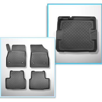 Conjunto de alfombrilla para maletero y alfombrillas para el interior del coche TPE para: Opel Astra K Hatchback (11.2015-12.2021) - parte inferior del maletero; sin rueda de repuesto completa