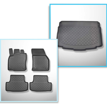 Conjunto de alfombrilla para maletero y alfombrillas para el interior del coche TPE para: Volkswagen T-Roc SUV (12.2017-....) - maletero inferior; piso móvil en la posición más baja