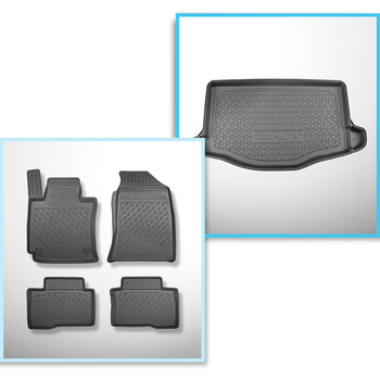 Conjunto de alfombrilla para maletero y alfombrillas para el interior del coche TPE para: SsangYong Tivoli X150 Crossover (01.2022-....) - maletero superior (con suelo multifuncional); compartimentos desmontables