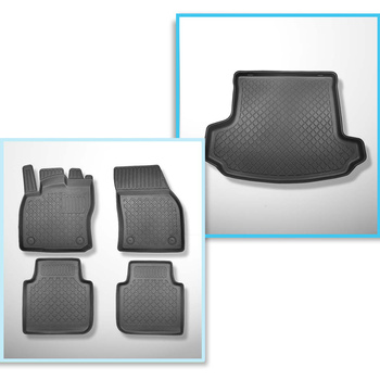 Conjunto de alfombrilla para maletero y alfombrillas para el interior del coche TPE para: Skoda Kodiaq SUV (03.2017-10.2023) - 7 plazas; 3a fila abatible