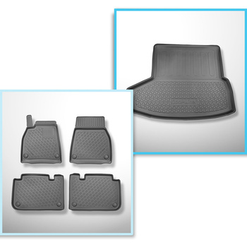 Conjunto de alfombrilla para maletero y alfombrillas para el interior del coche TPE para: Tesla Model S Facelift II Coupé (01.2021-....) - maletero trasero