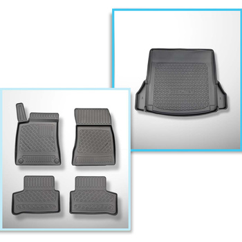 Conjunto de alfombrilla para maletero y alfombrillas para el interior del coche TPE PREMIUM para: Mercedes-Benz CLA C118 Coupé (05.2019-....) - compartimentos desmontables en los modelos con red lateral; no adecuado para versión Plug-in híbrida