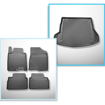 Conjunto de alfombrilla para maletero y alfombrillas para el interior del coche TPE para: Kia Ceed II Familiar (09.2012-08.2018) - también para modelos con rieles