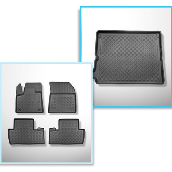Conjunto de alfombrilla para maletero y alfombrillas para el interior del coche TPE para: Peugeot 5008 II SUV (07.2017-2024) - 7 plazas; sin tercera fila